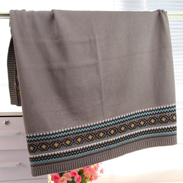 100% Organic Cotton Hot Sale Knit Knitted Baby Blanket-4