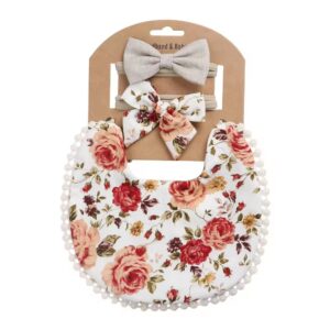 Baby Bib Headband Suit Vintage Newborn Baby Girl Gift Suit-1