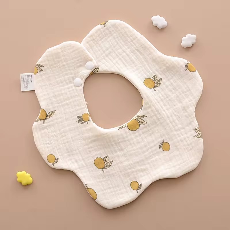 Cotton Foldable Baby Eating Bib Cartoon Animal Printing-4